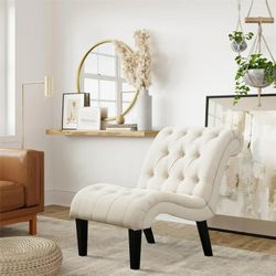 Upholstered Accent Chair for Bedroom, Living Room, Armchair with Wooden Legs, Cream Fabric