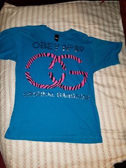 Vintage Retro Obey OG Original Gangster Blue T Shirt