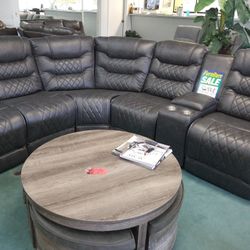 Grey Electric Recliner Sectional