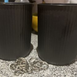 Pair of Black Waste Bins and Metal S Shower Hooks
