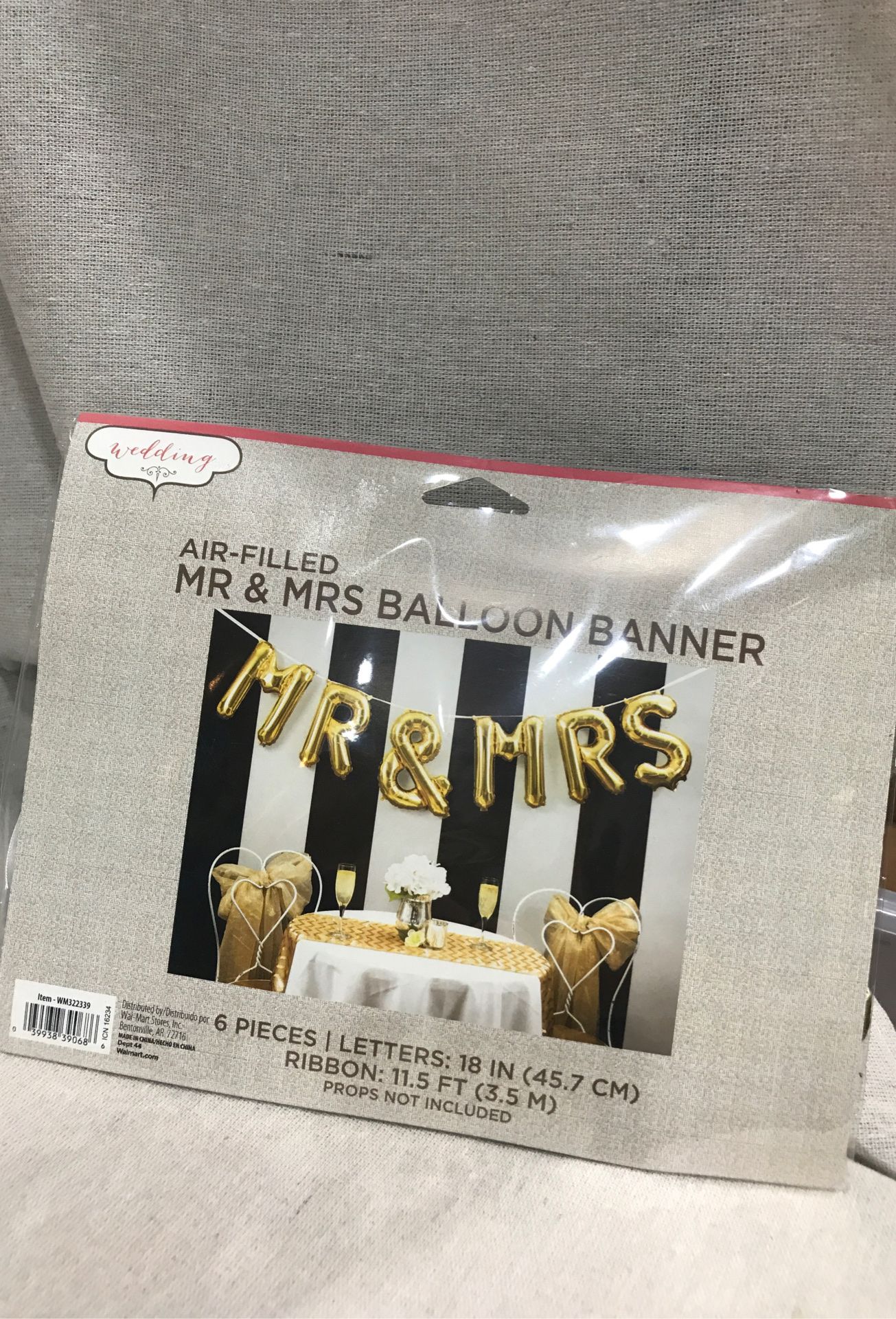 Mr & Mrs balloons gold Wedding Banner Air Filled 