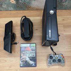 Xbox 360 S Console Bundle | Kinect | Clear Controller | Tested & Working