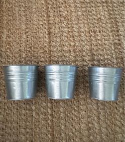 IKEA socker Silver  Metal Planter Pots - Set of 3  Set of three silver galvanized metal planter pots. Simple, versatile design fits modern and rustic 
