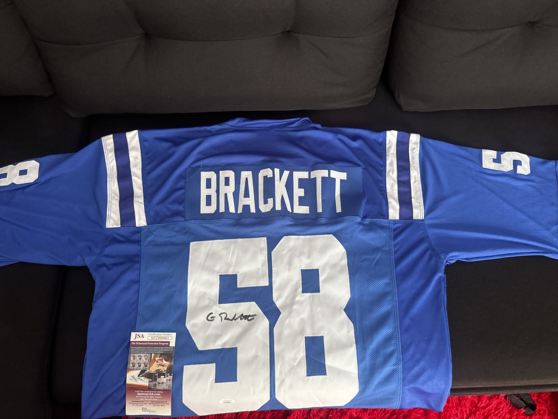 Gary Brackett Signed Indianapolis Colts Jersey – JSA Witnessed Certified – Super Bowl XLI Champion