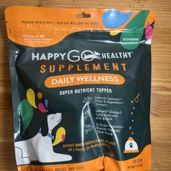 Happy Go Healthy Daily Wellness Supplements for Dogs | Probiotic & Prebiotic Benefits with Fish Oil & Seaweed to Keep Your Dog Beaming All Day Long | 