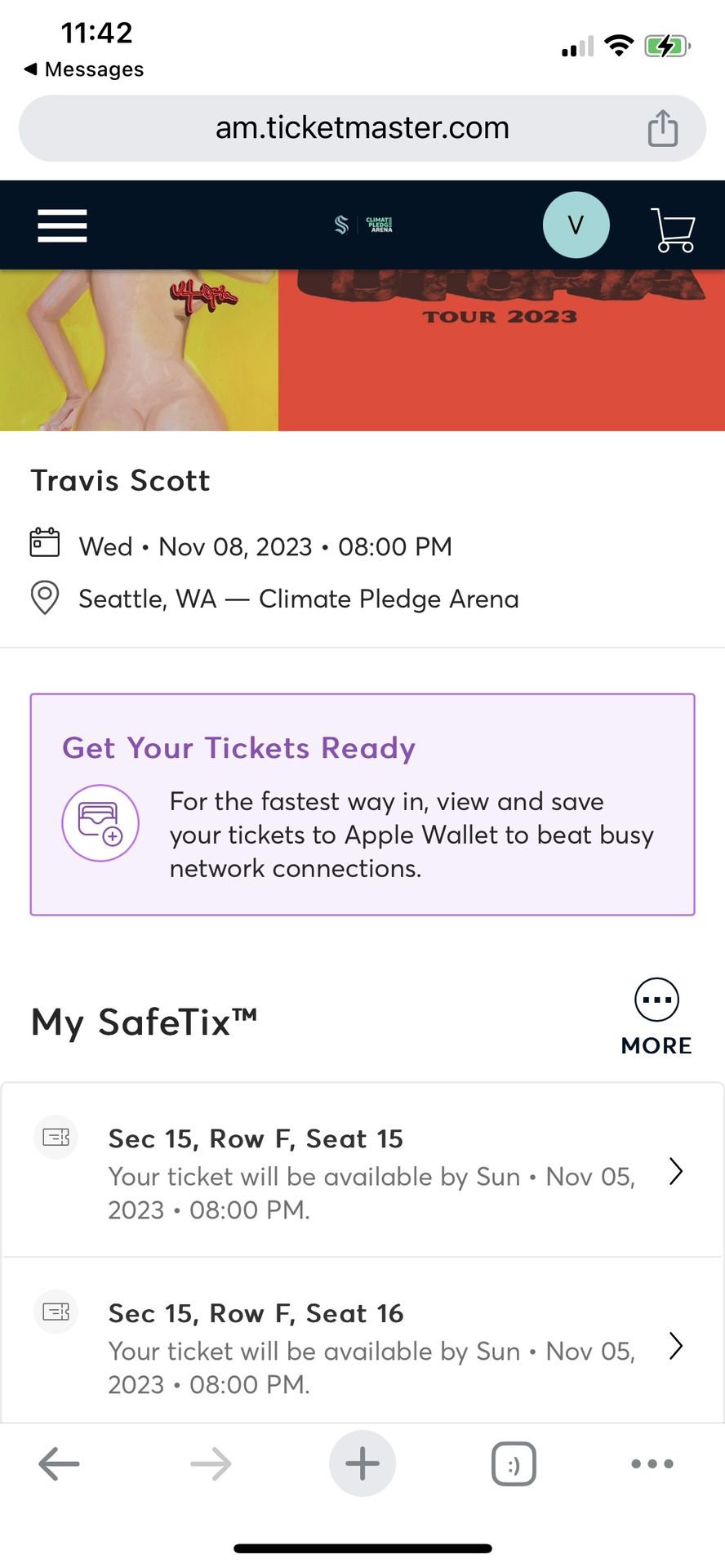Travis Scott First Row Behind Floor Suites