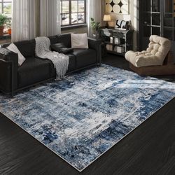  Rugcomf 8x10 Rug Washable Boho Rug Soft Large Area Rug Non-Slip Non-Shedding Faux Wool Vintage Rug for Living Room, Farmhouse, Dining Room, Indoor, K