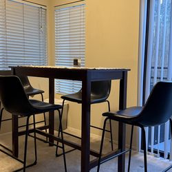 Dark Brown Dining Table + 4 Chairs