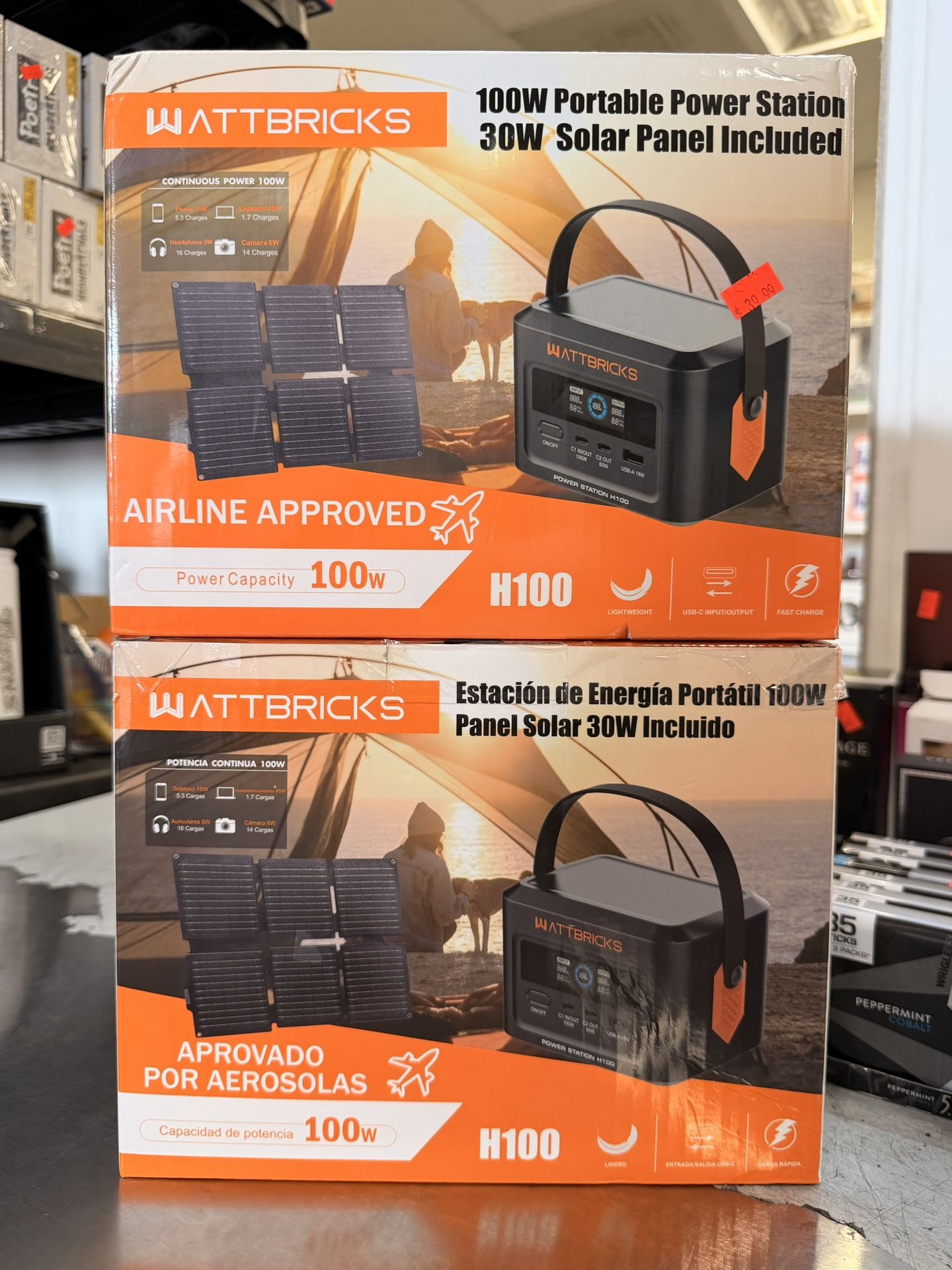 WATTBRICKS 100W Portable Power Station + 30W Solar Panel Included Brand New In Box