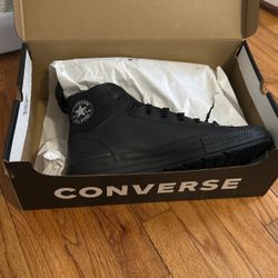 Black patent leather Converse high tops