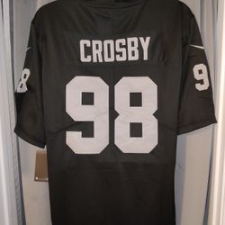 New Raiders Mens Crosby Black/Silver Jerseys Stitched