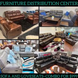 Reclining Two Piece Sofa Loveseats $999