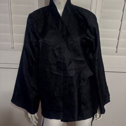 New Black Kimono Top Robe Costume Renaissance Outfit Cosplay 