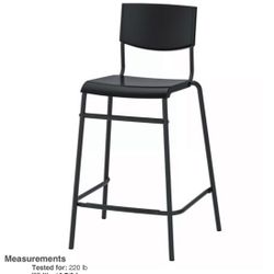 Set of 3 Modern Black Bar Stools w/ Backrest – Minimalist Design (Cash Only)
