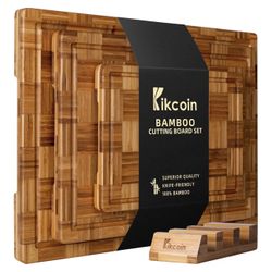 Kikcoin Extra Large Bamboo Cutting Boards, (Set of 3