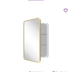 Gold Rectangle Mirror Medicine Cabinet