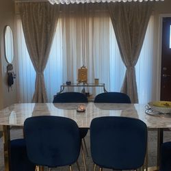 White Marble Dining Table With Gold Legs