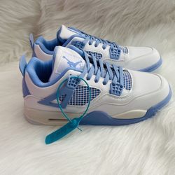 Air Jordan 4 “UNC Blue” Retro Sneakers – White & Carolina Blue Classic Basketball Shoes (Men’s Size [10,9.5,8])