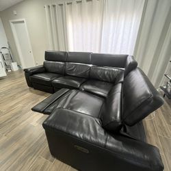Black Leather Couch For Sale