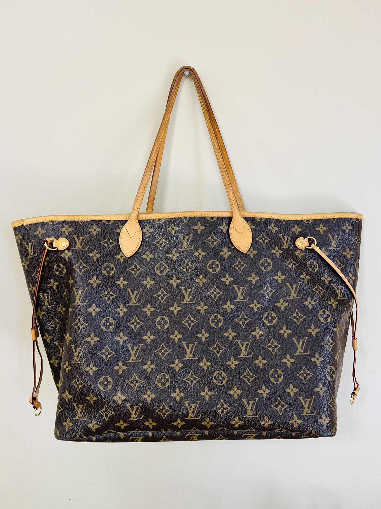 Authentic louis Vuitton Neverfull GM Monogram With Pouch Handbag Tote Shoulder Bag