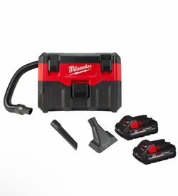 Milwaukee M18 18-Volt 2 Gal. Lithium-Ion Cordless Wet/Dry Vacuum with 2 M18 HIGH OUTPUT 3.0 Ah Batteries