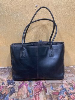 Fossil Black Leather Padded Laptop Computer Bag