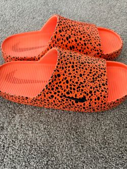 Nike Slide Sandals Orange Cheetah Print