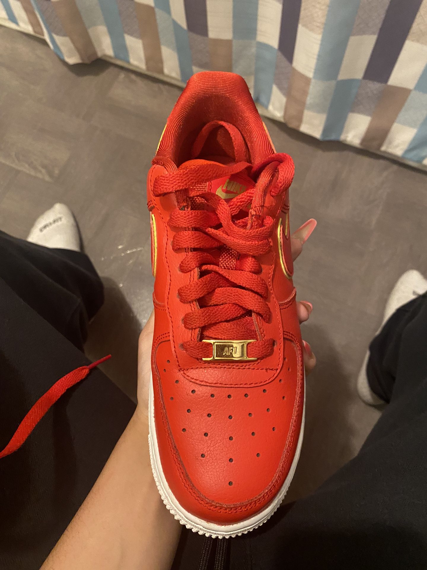 Nike Air Force 1 Low ‘Red Gold Swoosh’ Sneakers Size 8 Men’s