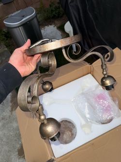 💡 Rustic Tuscan / Mediterranean 3-Light Ceiling Light Fixture w/ Amber Glass Shades