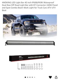 LED Light Bar 40 inch IP68&IP69K Waterproof Dual Row Off Road Light Bar with DT Connector 240W Flood and Spot Combo Beam Work Light for Truck Cars ATV