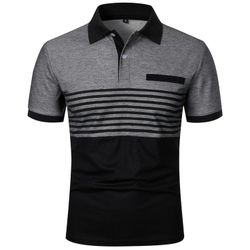 Men’s Black & Gray Polo Shirts – Stylish Striped & Classic Designs