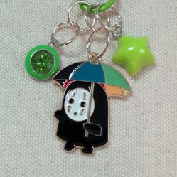 Spirited away no Face Character Keychain Star &amp; Gem Charm Bag Charm -Handmade 