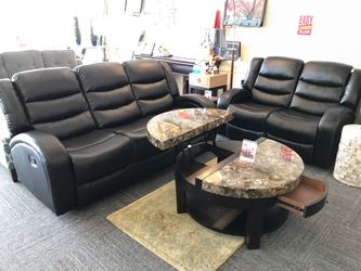 2pc Leather Recliner Living Room Set, Brand new