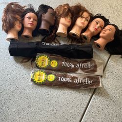 7 Doll Heads , Hair And Tripod Cosmetology 