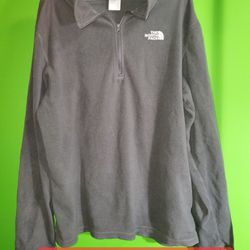 Used Mens The North Face qtr. zip  fleece pullover size men medium color gray hbb1d 25s