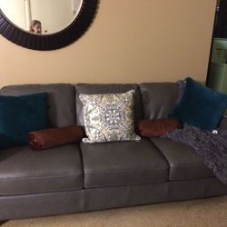 Natuzzi Editions gray top grain leather sofa