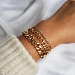Cuban Gold Plated Bracelets 