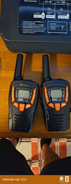 Cobra walkie talkies up to 25 mi.with rechargeable batteries