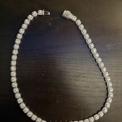 White Gold Plated Clustered Tennis Chain 