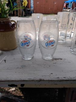 Miller Lite Football Shaped Beer Glasses