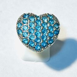 STERLING  SILVER.925 STAMPED SWISS BLUE TOPAZ RING