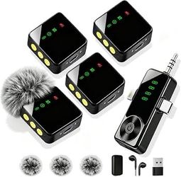 Brand new in box 4 Pack Wireless Lavalier Microphone for iPhone Android & Camera Mini Mics with AI Noise Reduction, 40H Battery for 4-Person Interview