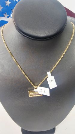 14k Hollow 22inch 2.2mm Chain And 14k Pendant