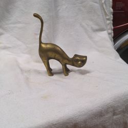 Large Old Brass Kitty
