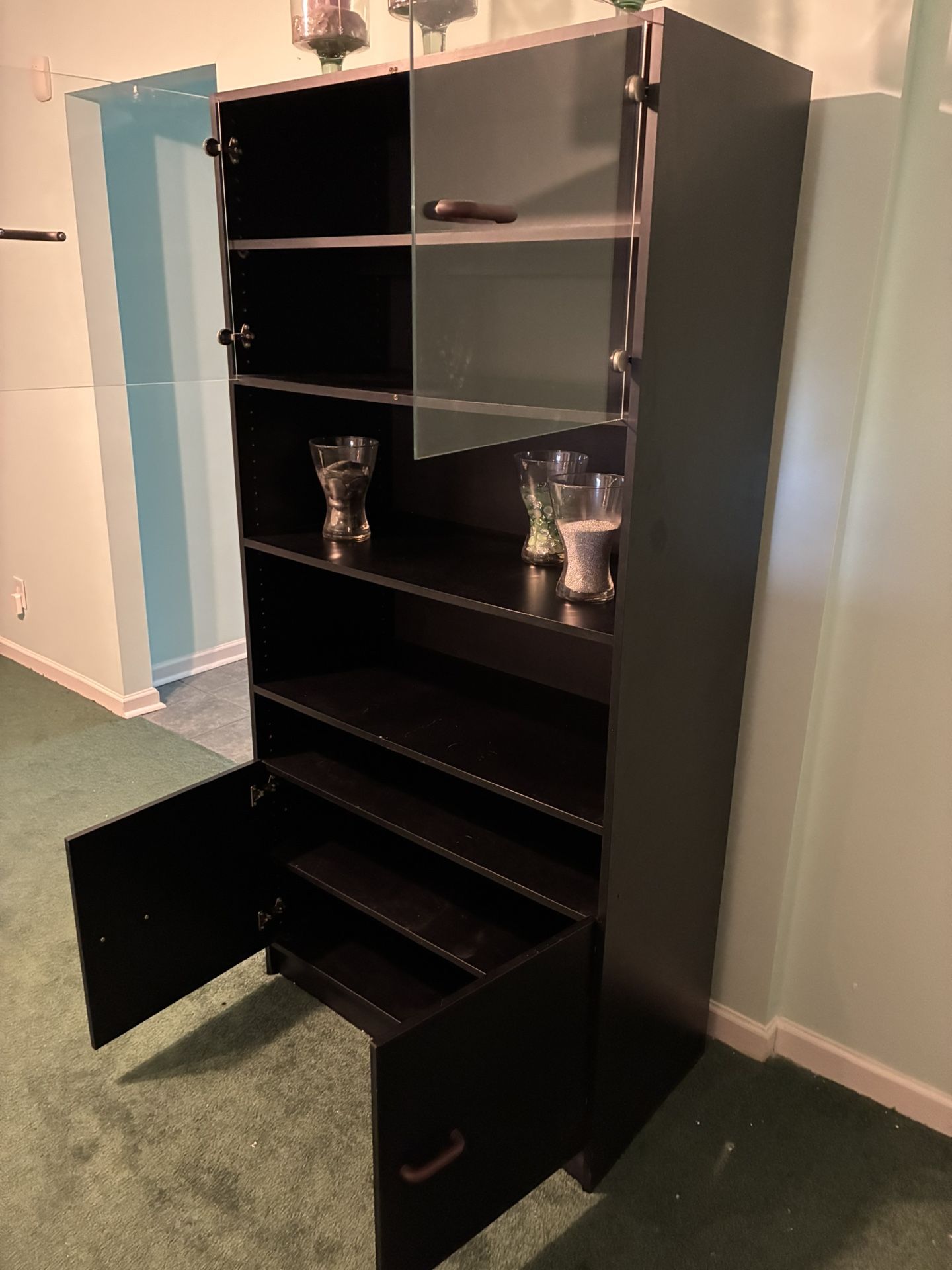 Modern Black Display Cabinet / Bookshelf (Set of 2 Available)