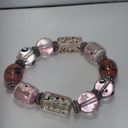 Multicolored Glass Bead Stretch Bracelet Floral