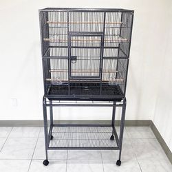 (NEW) $135 Large 63-inch Bird Cage Rolling Stand for Mid-Sized Cockatiels Parakeets Lovebirds 32x19x63”