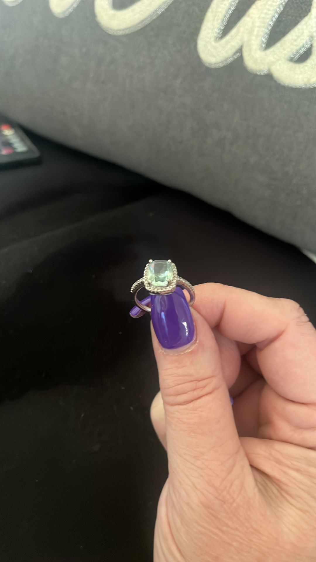 Sterling Silver Aquamarine & CZ Ring size 8 New