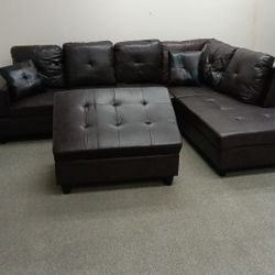 BRAND NEW SECTIONAL SOFA COUCH SET WITH STORAGE OTTOMAN