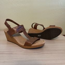 Dr Scholls Brown Leather Wedge Sandal
